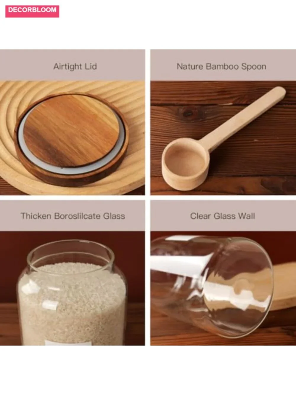 Large Glass Jar with Airtight Lid - Borosilicate Glass Food Storage (1 Gallon)